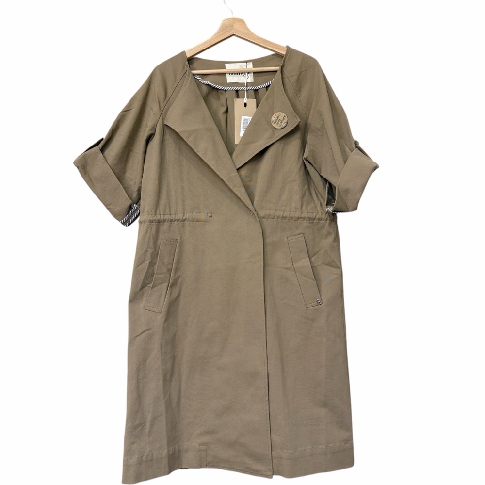 NEW Ottod’Ame Khaki Cotton Long Trench Jacket Size 8 Medium